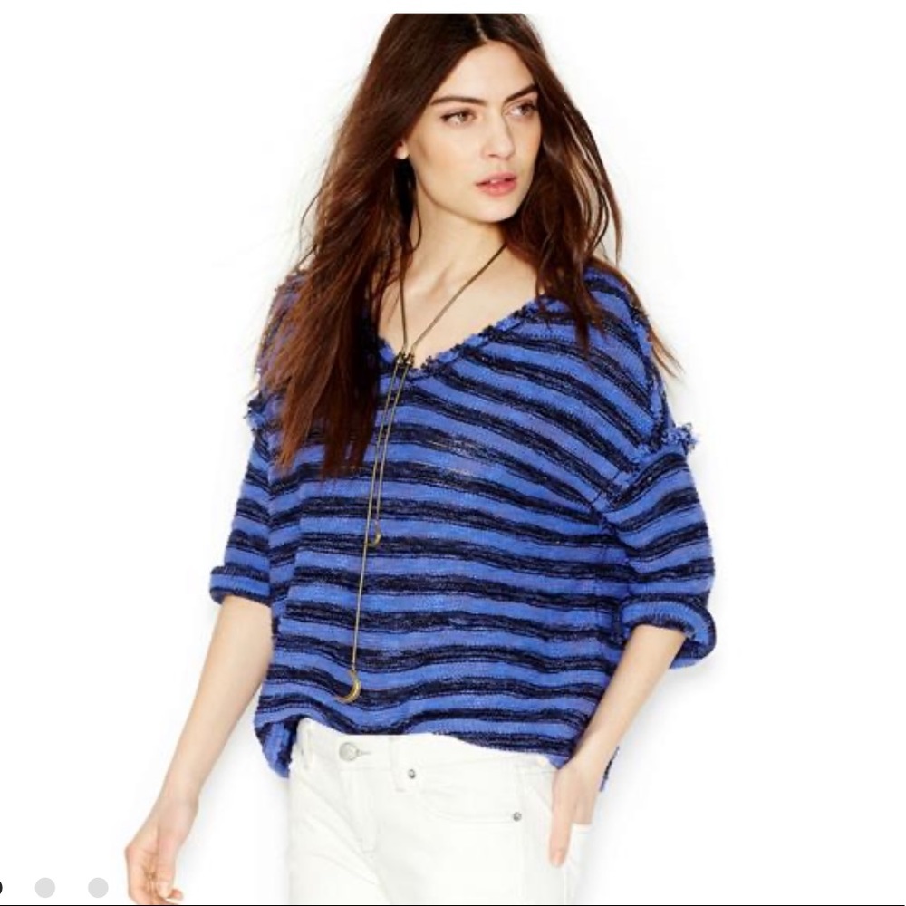🌼 FREE PEOPLE STRIPED SPELLS TROUBLE KNIT SWEATER